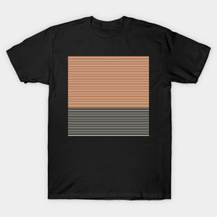 Burnt Orange and Black Colorblock Thin Stripes T-Shirt